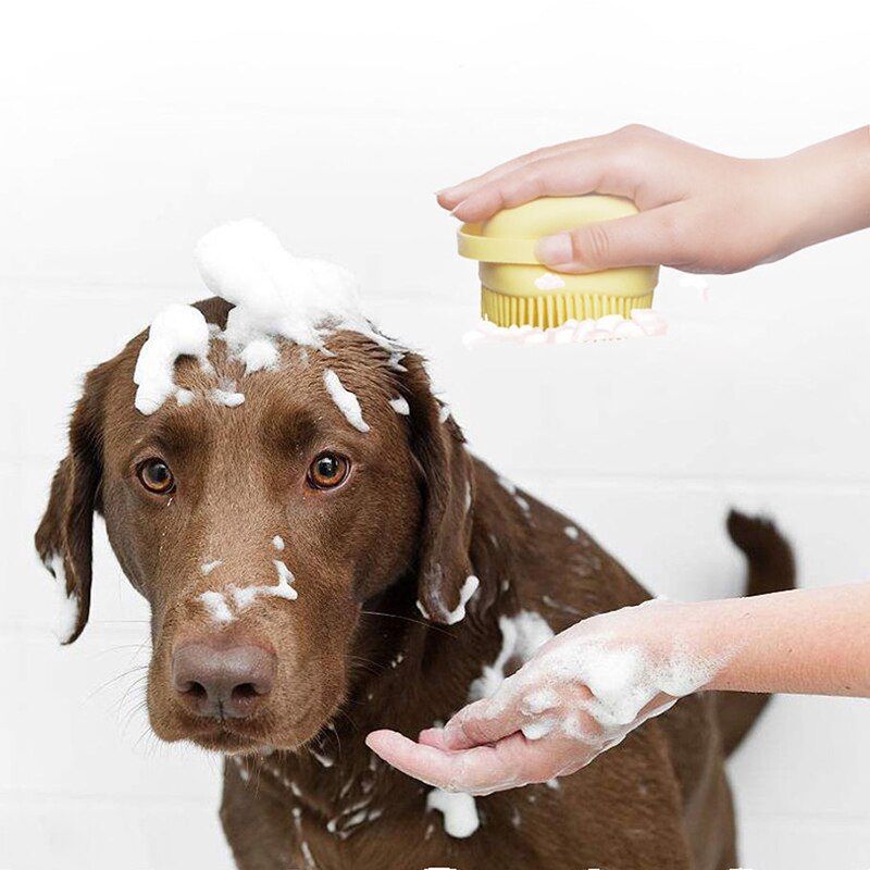 Dog Shampoo Dispensing Bath Brush